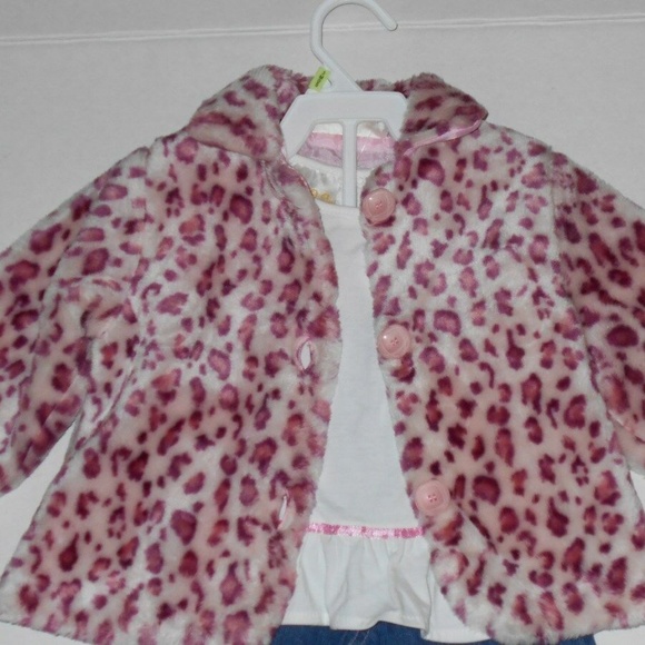 3 Pc Faux Fur Leopard Print Coat/Jacket Top Pants - Picture 3 of 8